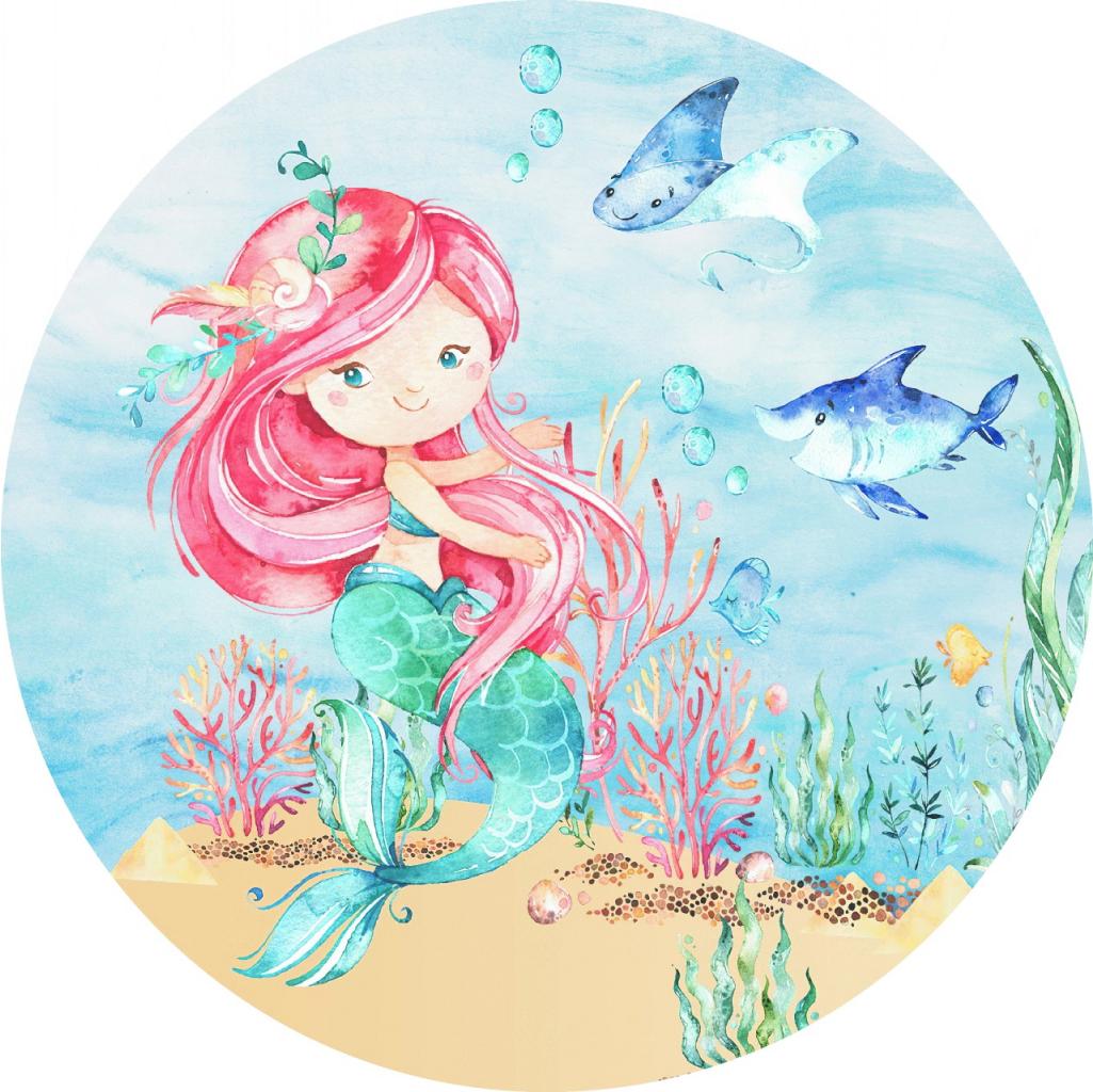 Painel Tecido Redondo Sereia Baby
